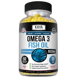 Kaya Naturals Omega 3 Supplement - Nature Made Omega 3 Fish Oil - 100% Pure Sea-Harvested Pelagic Fish Oil with No Fishy Aftertaste - 60 Count Softgels