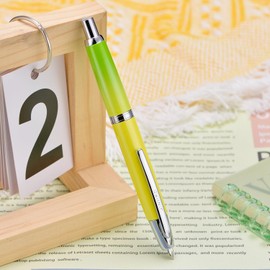 Jinhao 10 Press Gradient Green Retractable Fountain Pen Extra Fine Nib with Ink Converter and Metal Pen Box (Silver Clip Version)