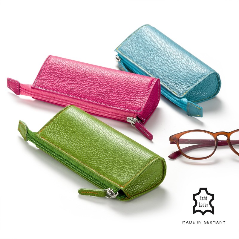 FEFI - Beautiful zip glasses case made of genuine leather,
