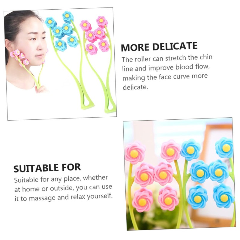 WOONEKY 2pcs Face Massage Roller Hand Held Aging Facial Care