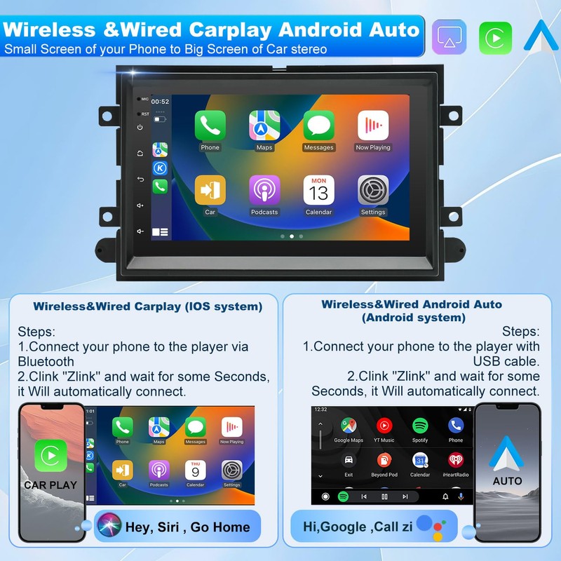 5GWifi Upgrade Android Car Radio for Ford F150 2004-2008, F250