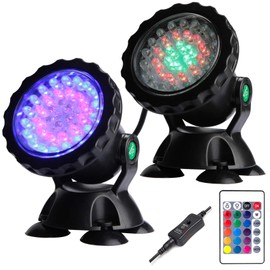 ZHGSERVU - Luces LED para estanque bajo el agua ajustable, focos de paisaje coloridos, luz sumergible impermeable IP68 para patio, jardín, acuaurio, cascada, piscina poco profunda, fiesta Navidad