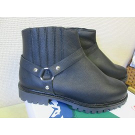 ROADKROME 7"  LEATHER HARNESS MOTORCYCLE BOOTS - ZIPPER SIDE EASY ON/OFF  US MENS 10