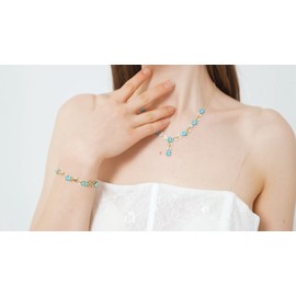 GZWHD Bridal Bridesmaid Jewelry Sets for Wedding Sky Blue Aquamarine Gold Earrings Necklace Bracelet Set Gift for Women