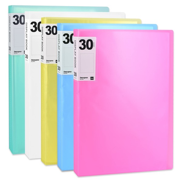 Smarpau Display Book Binder with Plastic Sleeves 5 Pack Presentation