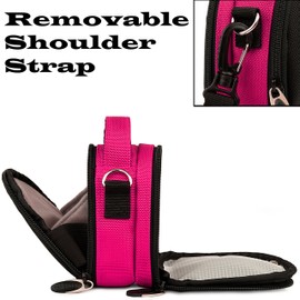 Mini Travel Shoulder Bag Carrying Case (Pink) for Canon PowerShot IXUS is, SD, ELPH, HS, IXYDigital Point and Shoot Camera