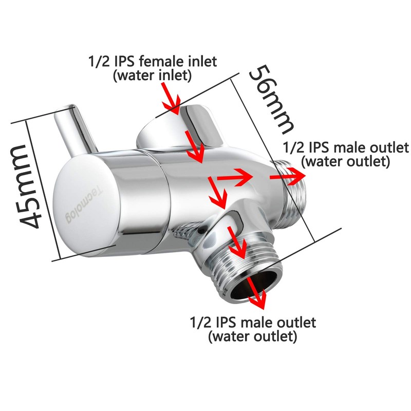 Tecmolog Brass Shut Off Valve G1/2" Shower Diverter Valve 3