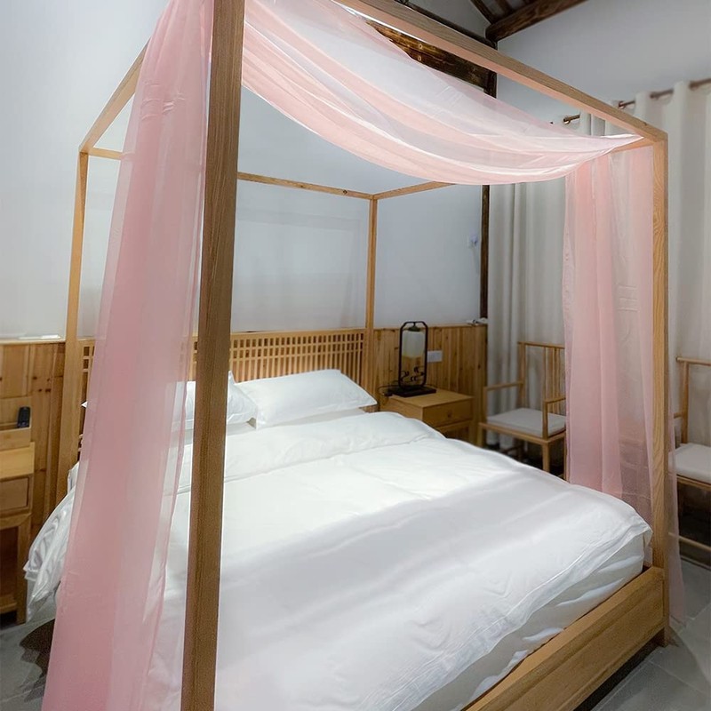 Linentalks Rose Pink Canopy Bed Scarf for Twin Bed, Luxury