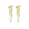 Gold Plated CZ Tassel Chain Stud Earrings For Women