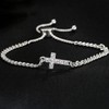 Apsvo Silver Cross Bracelet for Women Christian Religious Sideways Cross