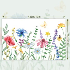 AnyDesign 50 Pack Floral Paper Placemats Disposable Colorful Flower Butterfly Place Mat 11 x 17 in Watercolor Decorative Floral Paper Table Mats for Dinner Table Bridal Shower Wedding Party Supplies