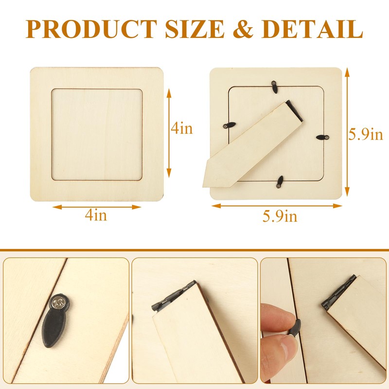ABuff 30 PCS Wooden Picture Frame 4 x 4 inch