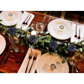 IPOPU Black Glitter Roses,50PCS Fake Roses Glitter Flowers for Crafts DIY Wedding Bouquet Home Party Decoration(Black)