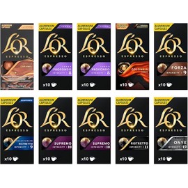L'OR Espresso Variety Pack Nespresso Compatible Coffee Pods (Pack of 10, Total 100 Coffee Capsules)