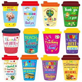 ceiba tree 24Pack Teacher Appreciation Cards Coffee Cup Shaped Thank You Cards for Teachers with Envelopes