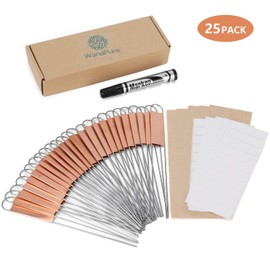 Wanapure 25PCS Copper Metal Plant Tags Plant Labels with 50Pcs Labels, Rainproof PET Film & Permanent Pen, 8" Weatherproof Banner Garden Markers, Marking Protection Seedling Signs Nursery Tags