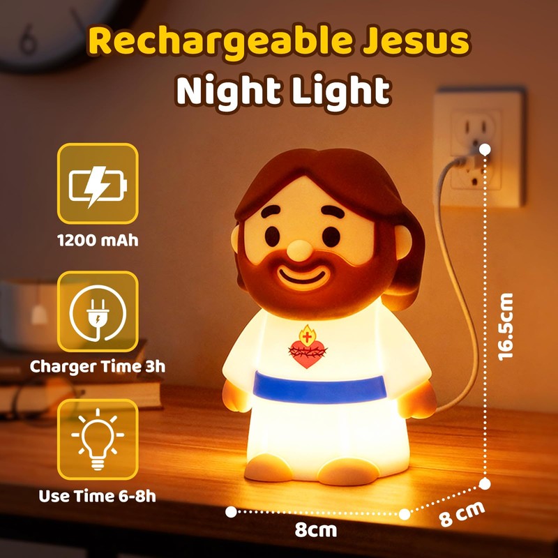 Caaaat Jesus Night Light for Kids, BPA-Free Silicone, 30-Min Timer