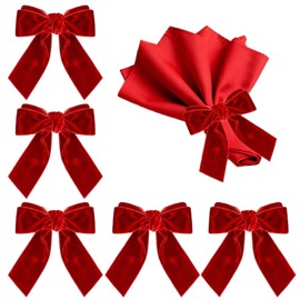 6Pcs Christmas Napkin Rings Bow Velvet Napkin Holders for Xmas Weddings Birthday Party Dinner Table Decoration