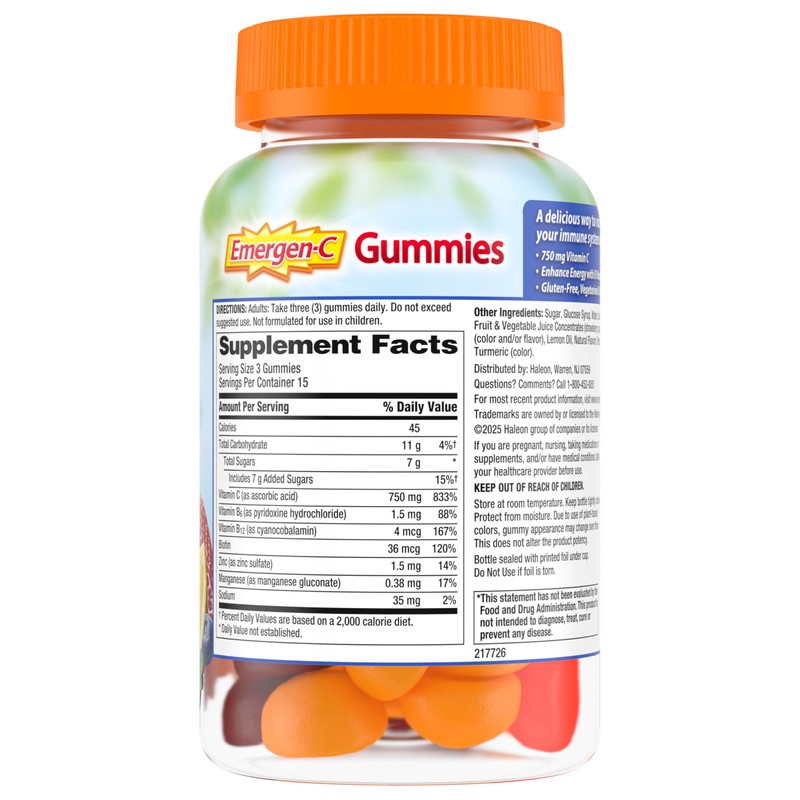 Emergen-C 750mg Vitamin C Gummies for Adults, Immune Support Gummies,