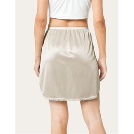 GYS Half Slip for Women Under Dress Silky Lace Underskirt, 18''-Beige, Large