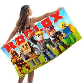 YEIUZPT Robllox Beach Towel, Microfibre Bath Towel Children's Bath Super Soft Absorbent Beach Blanket Portable Sauna Towel Camping Towels Lightweight Swim Bath Towel for Pool Swim Beach Camping