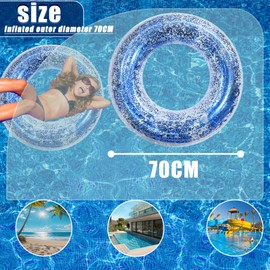 Pool Inflatables Swimming Ring Rubber Rings for Kids,70cm Blue Sequins Inflatable Pool Water Toys,Inflatable Pool Floats Swim Tubes Rings for Girls Boys Women Men Summer Party Beach Water Sports