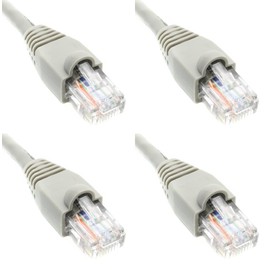 RiteAV Pack of 4 Gray 1FT Cat6 Ethernet Network Cable LAN Cord RJ45 Gigabit