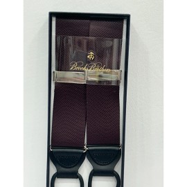 Brooks Brothers NEW Brooks Brothers Men's Burgundy Button-End Braces Suspenders Leather Trim OS