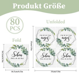 Pack of 80 Serviettes Schön Dass Du Da Bist Eucalyptus Green White 3-Layer Napkins Communion Confirmation Table Decoration Wedding Christening Birthday Wedding Christening Celebration Table Decoration
