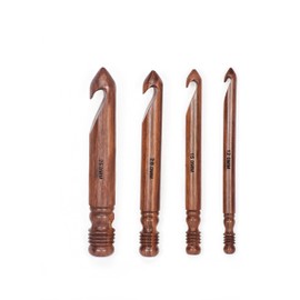 Wooden Crochet Hook | Knitting Needle with Ergonomic Soft Grip Handles | Handcrafted Crochet Hook Set | Indian Rosewood Crochet Hook with Engraved Size (Set of 4)