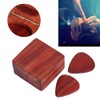 Guitar Pick Wooden Box with 2Pcs Red Rosewood Picks Musical