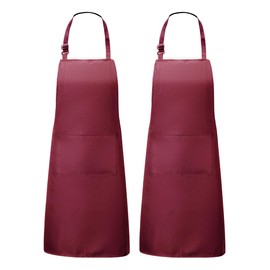 2 Pack Wine Aprons for Cooking with Pockets Kitchen Aprons for Chef Men Women Adjustable Neck Strap BBQ Grilling Apron