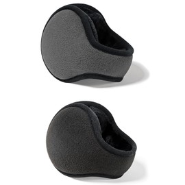 MOAZIFI Pack of 2 Winter Ear Warmers, Men, Ear Warmers, Women, Ear Muffs, Wind, Adjustable Ear Warmers, for Men and Women, Knitted Earmuffs for Outdoor Use (Grey, Black), Grey, Black