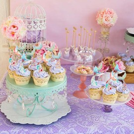 Cyodoos 40Pcs Edible Mermaid Tails Cupcake Toppers Wafer Paper Mermaid Tail for Mermaid Party Cake Drink Decoration Baby Shower Party Supplies