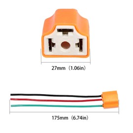 HUIQIAODS H4 Female Ceramic Headlight Extension Connector Plug Bulb Wire Socket (H4 Ceramic Wire)