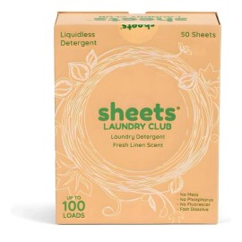Sheets Laundry Club Detergent Sheets–100 Loads,Fresh Linen, 50 sheets pack of  1
