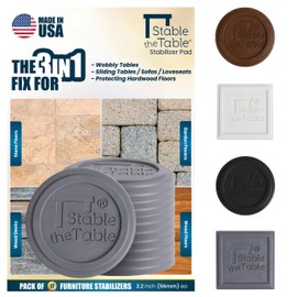 Stable The Table-12 Pack-Grey Round, Furniture Leveler & Riser, Anti-Slip Sofa Gripper for Hardwood Floors, Floor Protector, Stacking Furniture Pad, Bed, Desk, Couch & Table Stabilizer, Made in USA