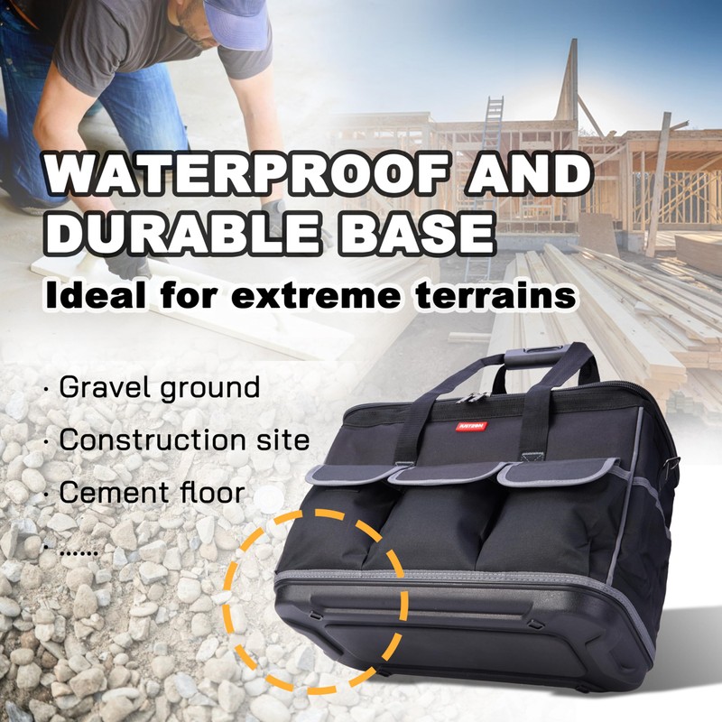 Justzon Rolling Tool Bag with Wheels - Aluminum Alloy Trolley