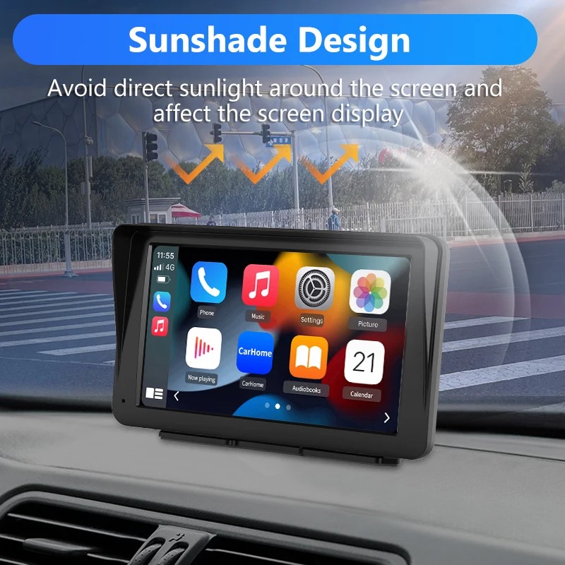 Junsun Universal Wireless CarPlay Portable Tablet with 7" Touch Screen