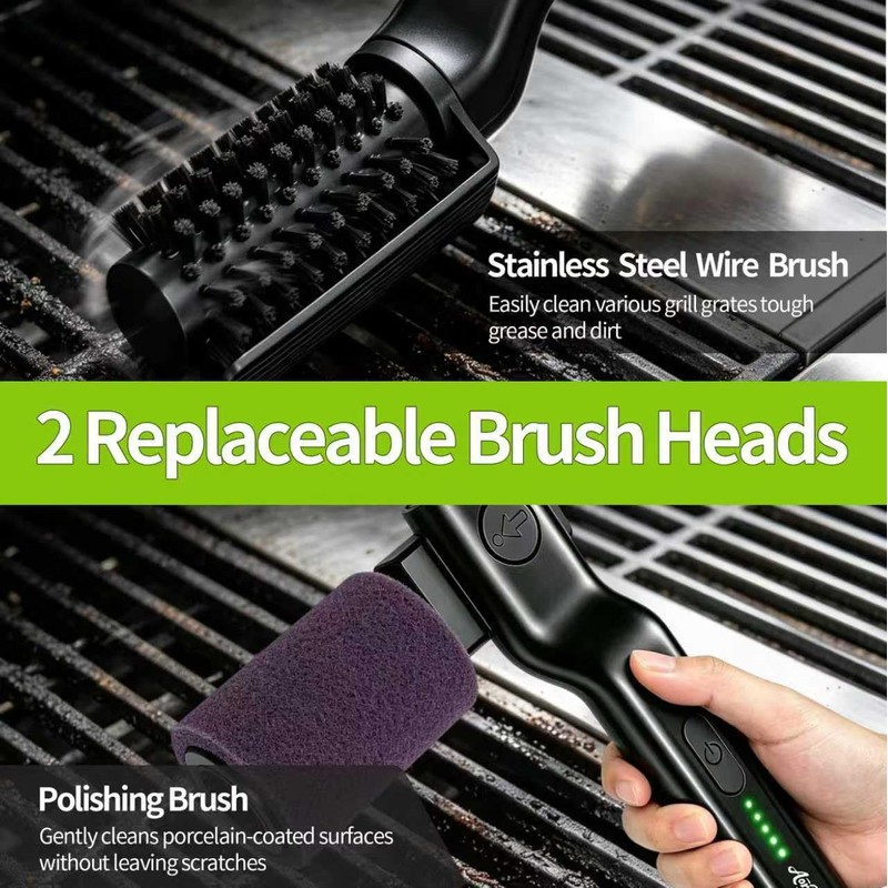 Rechargeable Electric Grill Cleaner Brush 3 Speed Detachable Head