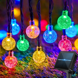 60LED 6M/20FT Solar Lights Outdoor Garden - 8 Modes & 8H Timer Solar String Lights Outside Waterproof for Garden, Patio, Yard, Camping, Wedding(Multi-Color)
