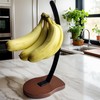 Modern Banana Stand with Wooden Base, 33 cm Height, Metal