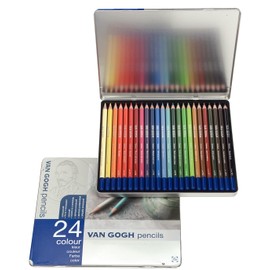 Van Gogh Pencils - 24 Piece Coloured Pencil Set - Lightfast Pigments - Responsibly Sourced Cedar Wood - Artist Quality - Intense Colours - Easy Laydown - Tin Case