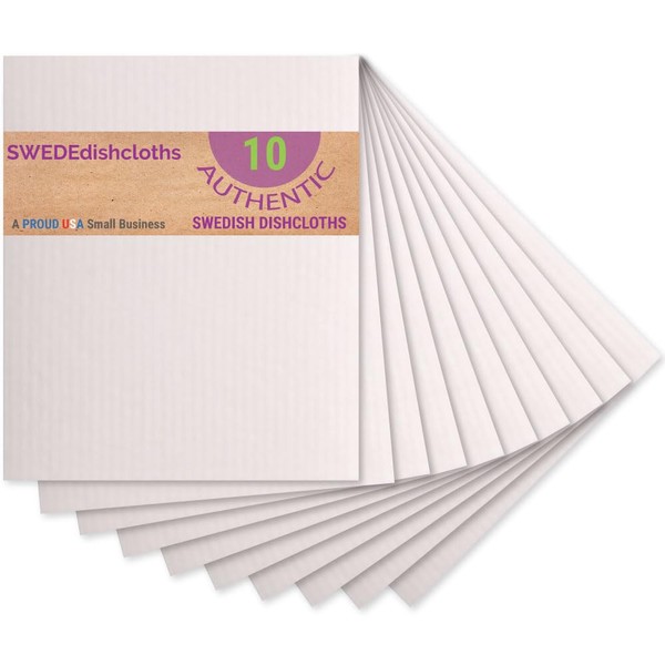SWEDEdishcloths - Juego de 10 paños de cocina suecos (naturales), toallas de papel de repuesto ecológicas, reutilizables, absorbentes