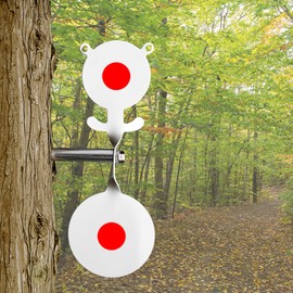 WINGSWINMAX 2.5”Bear Clay Ball Slingshot Target Also for Airsoft, Hanging on Trees 360° Spinner Screwed-Type Steel Plinking Bullseye Red/Black/White Optional(White)