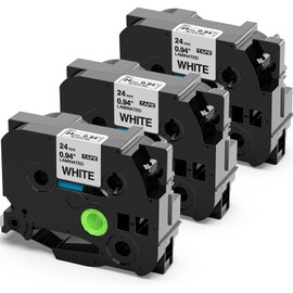 24mm Label Tape Replacement for Brother TZe-251 TZe251 TZ251 Laminated Black on White TZe TZ Tape Compatible with Brother PT-H500 PT-D600 PT-D600VP PT-P700 PT-P750W PT-2430 Label Printer, 3-Pack
