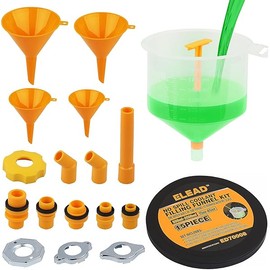 ELEAD 19 PCS No-Spill Coolant Funnel Kit Radiator Funnel burping kit funnels for Filling Bottles Universal Fitment Aplicable to Any Vehicle funnels for Automotive use 4PCS Round Kitchen Funnel