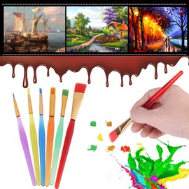 Paint Brushes for Kids, 6pcs Toddler Paint Brushes Round and Flat Preschool Paint Brush for Washable Paint Acrylic Paint for Toddler Ages 4