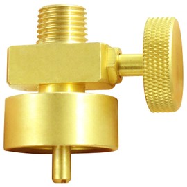 MCAMPAS Válvula reguladora de gas propano de presión ajustable desechable de 1 libra, válvula de aguja de conexión de tanque de 1 libra x adaptador NPT macho de 1/4 pulgadas (rosca M8 hembra)