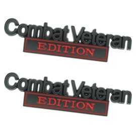 Lydvegz 2 Pack Combat Veteran Edition Emblem Funny Metal Badge Fender Decal Car Truck Replacement for Universal Vehicle, SUV, Motorcycle, Bike Black Red